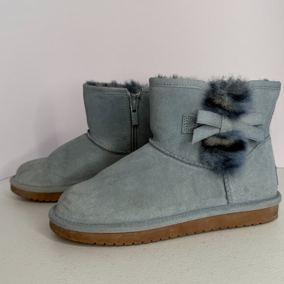 Koolaburra by UGG Kids Mini Bow Boots – Blue Suede Size 2 - Picture 1 of 9